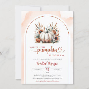 Boho white pumpkin terracotta copper pampas brown invitation