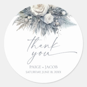 Boho White Rose Floral Flower Garden Wedding Classic Round Sticker