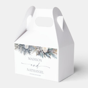 Boho White Rose Floral Flower Garden Wedding Favor Boxes