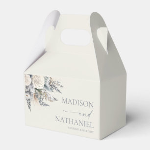 Boho White Rose Floral Flower Garden Wedding Favor Boxes
