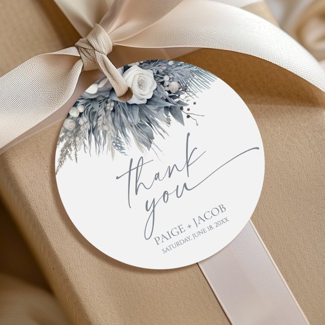 Boho White Rose Floral Flower Garden Wedding Favor Tags (Creator Uploaded)