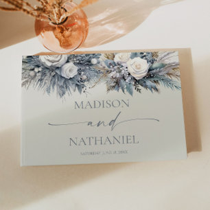 Boho White Rose Floral Flower Garden Wedding Guest Book