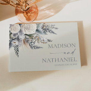Boho White Rose Floral Flower Garden Wedding Guest Book