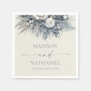Boho White Rose Floral Flower Garden Wedding Napkins