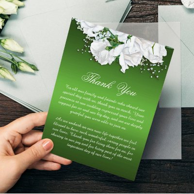 Boho White Roses and Elegant Green Wedding