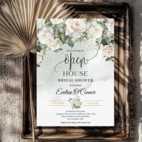 Boho White Roses Greenery and Gold Open House