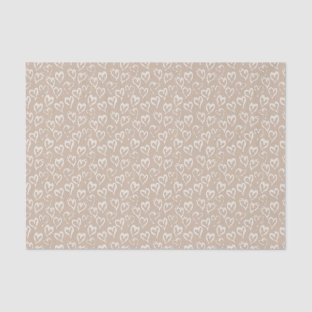 Boho white Sandy Hearts Valentine's tissue Papper Tissue Paper (Front)