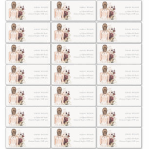 Boho White Wedding Gown Bride Guest Address Sticker