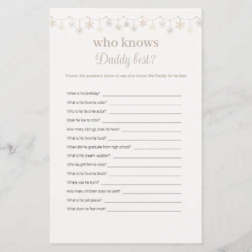 Boho Who Knows Daddy Best Baby Shower Game