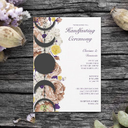 Boho Wiccan Floral Moon Phase Handfasting Invitation