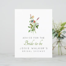 Boho Widflower Advice for the Bride to Be Sign