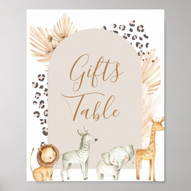 Boho Wild Animals Floral Gifts Table Poster (Front)