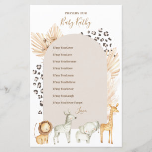 Boho Wild Animals Prayers for Baby Sign