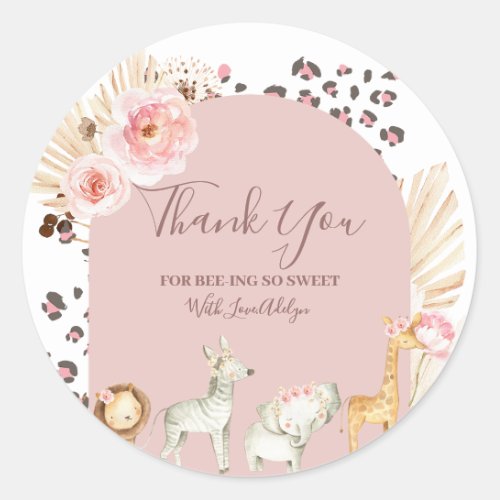 Boho Wild Animals Thank You for being here Classic Classic Round Sticker