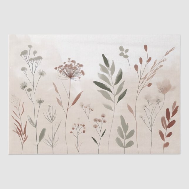 Boho Wild Flower |  Desert Garden Floral Pattern Tissue Paper (Front)