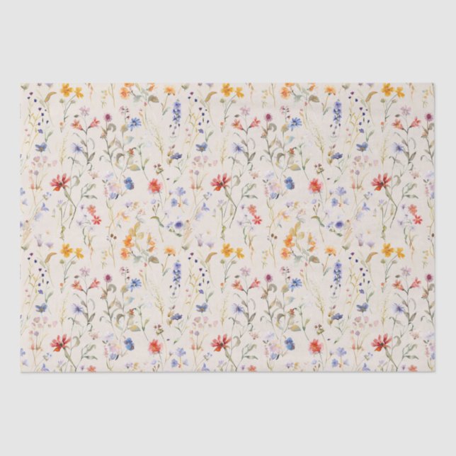 Boho wild flower Small Business Packaging Tissue Paper (Front)