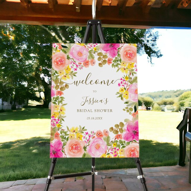 Boho wild flowers garden  bridal shower welcome foam board (Boho wild flowers garden bridal shower welcome foam board)