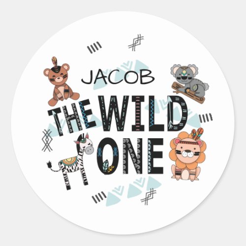 Boho Wild One 1st Birthday Classic Round Sticker