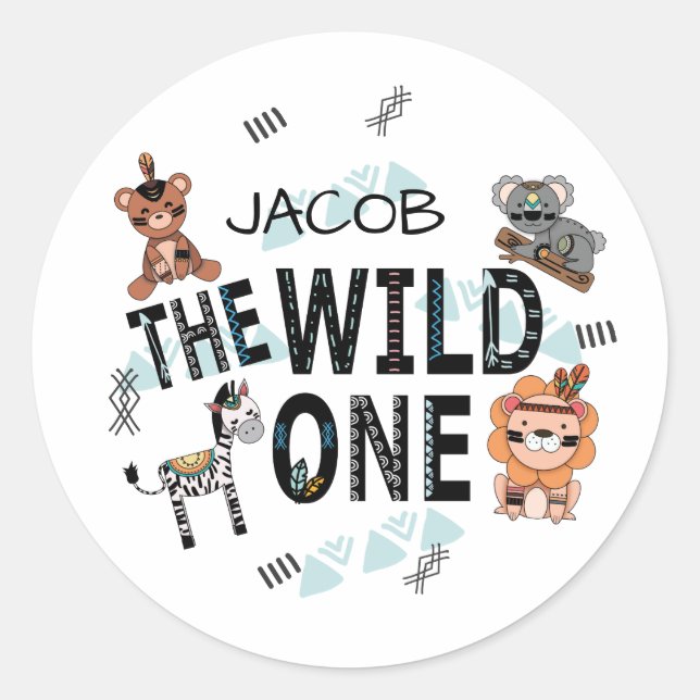 Boho Wild One 1st Birthday Classic Round Sticker (Front)