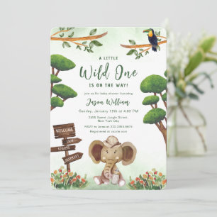 Boho Wild One Safari Elephant Boy Baby Shower  Invitation