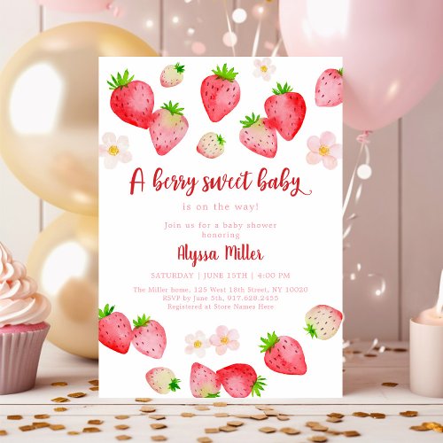 Boho Wild Strawberry Berry Sweet Baby Shower Invitation
