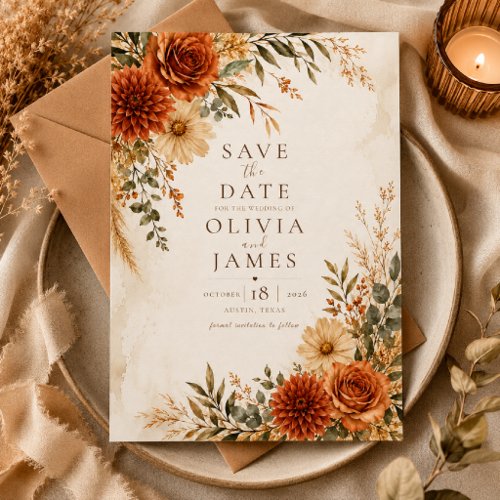 Boho Wild Terracotta Garden Save the Date  Invitation