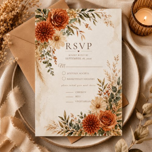 Boho Wild Terracotta Garden Wedding RSVP Card