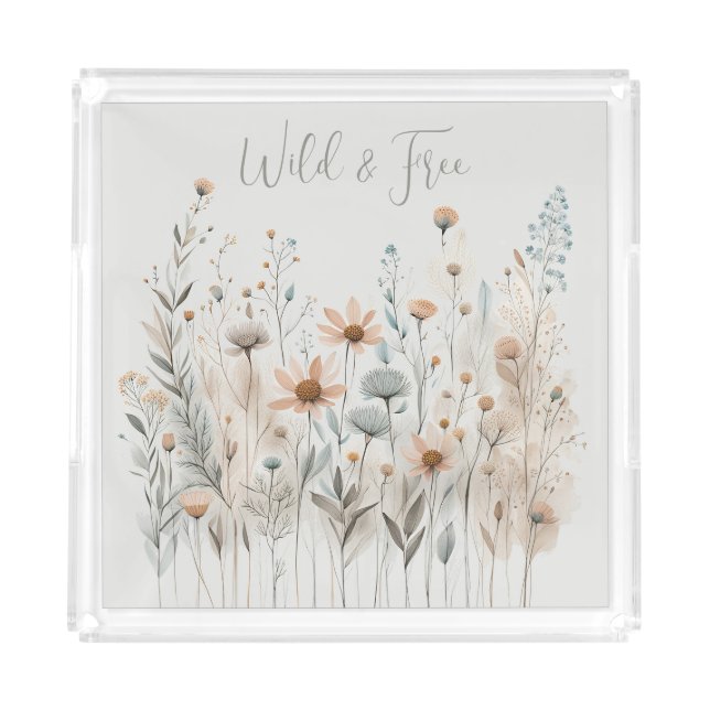 Boho Wildflower Acrylic Tray (Front)