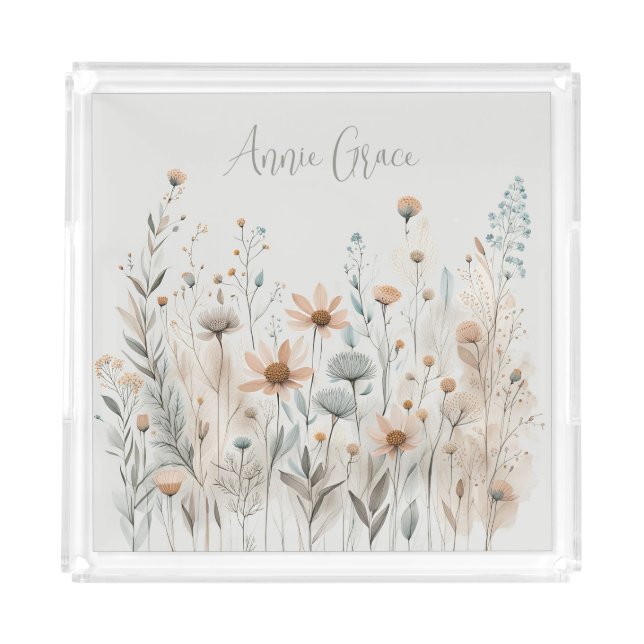 Boho Wildflower Acrylic Tray (Front)