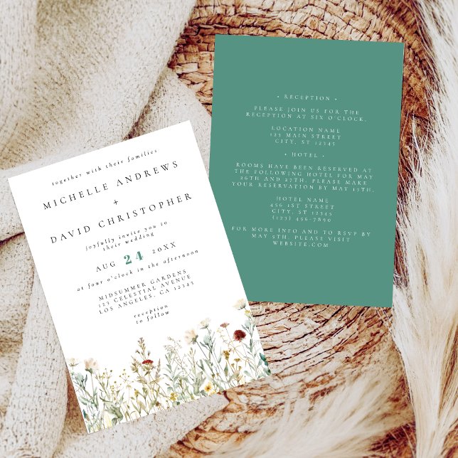 Boho Wildflower All in One Wedding Invitation (Creator Uploaded)