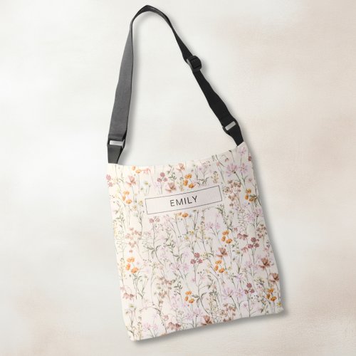 Boho Wildflower All_Over_Print Beige Shoulder Tote