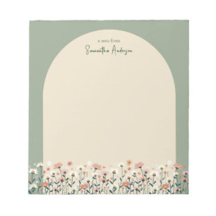Boho Wildflower Arch Floral Border Notepad