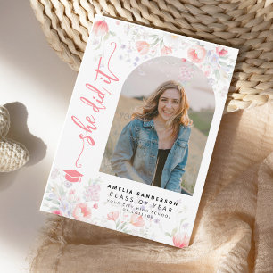 Boho wildflower arch photo graduation announcement