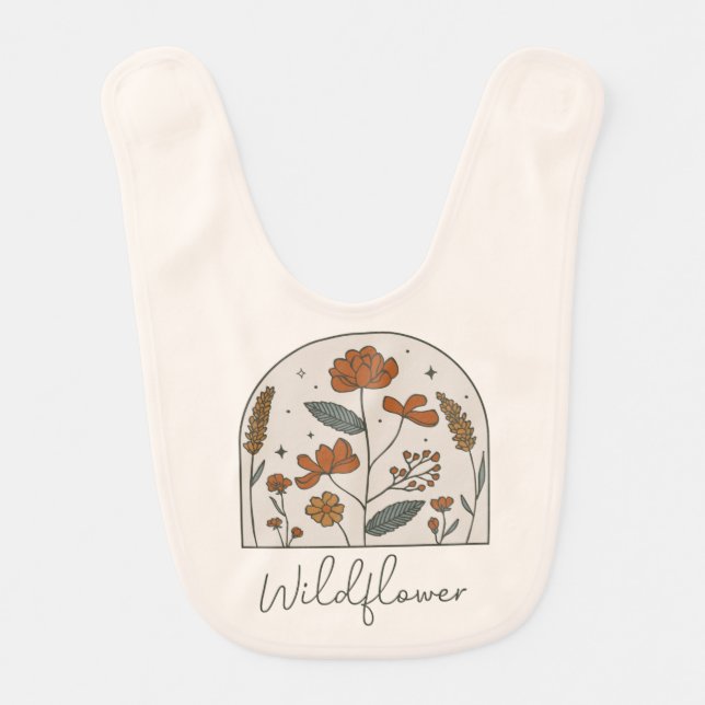 Boho Wildflower  Baby Bib (Front)