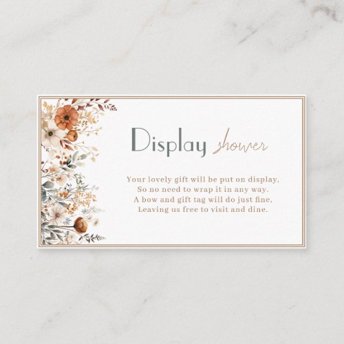 Boho Wildflower Baby Gender Neutral Display Shower Enclosure Card