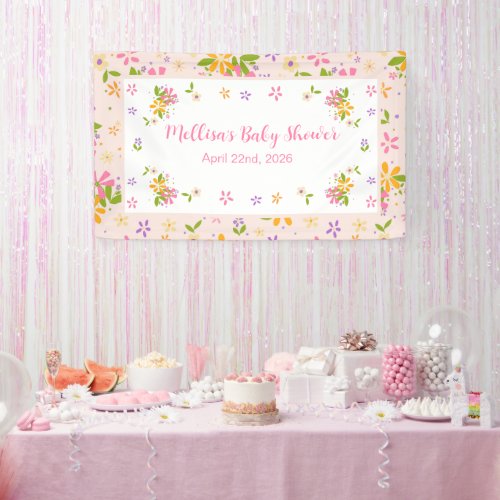 Boho Wildflower Baby Girl Shower Banner