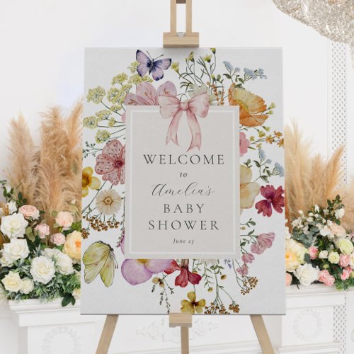 Boho Wildflower Baby Girl Shower Welcome Sign