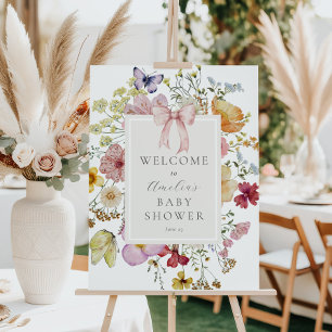Boho Wildflower Baby Girl Shower Welcome Sign