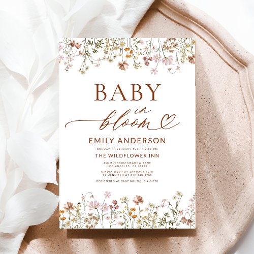 Wildflower Floral or wildflower baby shower invitation
