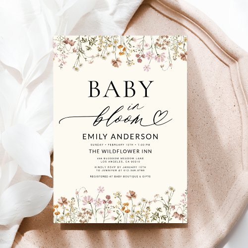 Wildflower Floral or wildflower baby shower invitation
