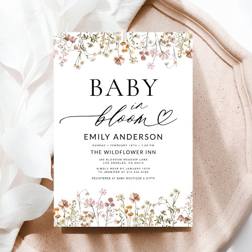 Wildflower Floral or wildflower baby shower invitation