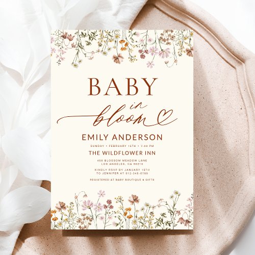 Wildflower Floral or wildflower baby shower invitation