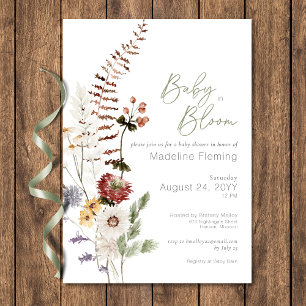 Boho Wildflower Baby In Bloom Baby Shower Invitation