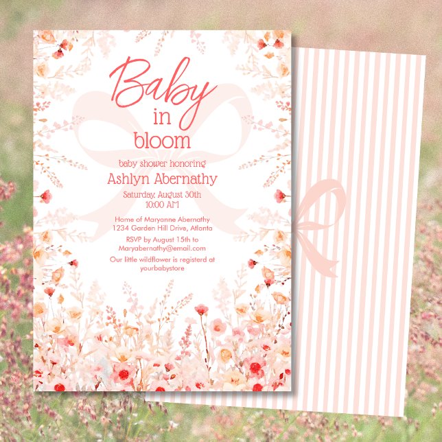 Boho Wildflower Baby in Bloom GIrl Baby Shower  Invitation (Creator Uploaded)