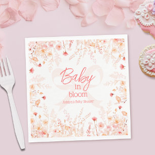Boho Wildflower Baby in Bloom GIrl Baby Shower Napkins