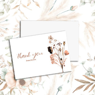 Boho Wildflower Baby in Bloom  Letterpress Thank You Card