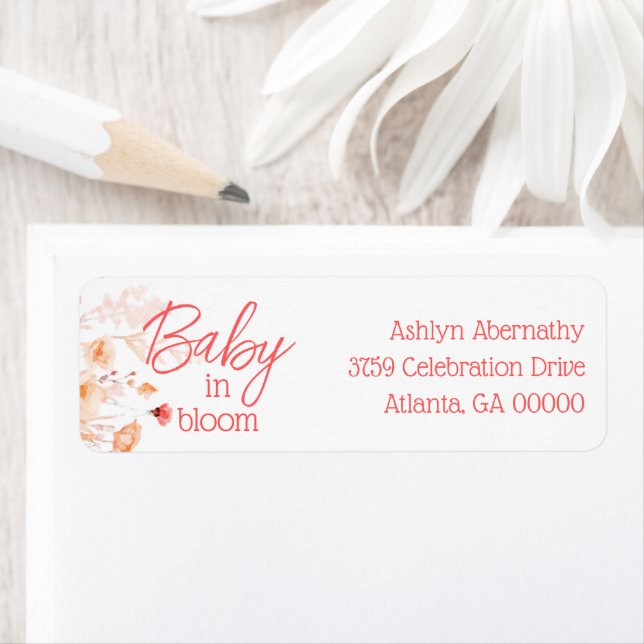 Boho Wildflower Baby in Bloom Return Address  Label (Insitu)
