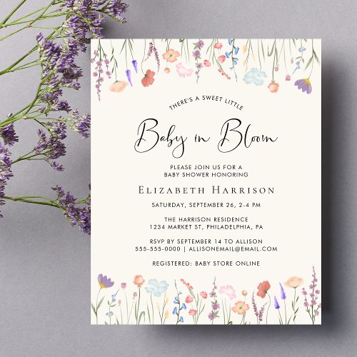Boho Wildflower Baby in Bloom Shower Invitation