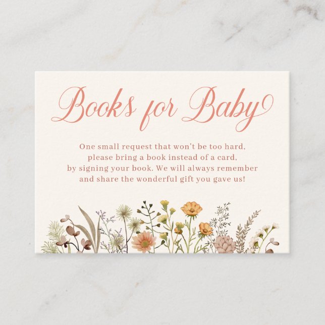 Boho Wildflower Baby Shower Book Request Enclosure Card (Front)