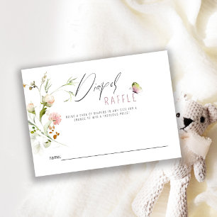 Boho Wildflower Baby Shower Diaper Raffle Ticket Enclosure Card